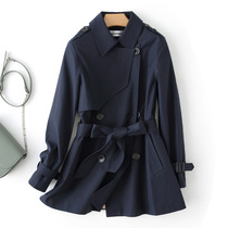European and American foreign trade Original single mall Withdrawal Cabinet Cut Elevation End Discount Fall Double Platoon Button Collection Waist short Windcoat Jacket Woman