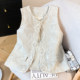 Heavy embroidery ramie cardigan vest for women 2025 spring and summer new style