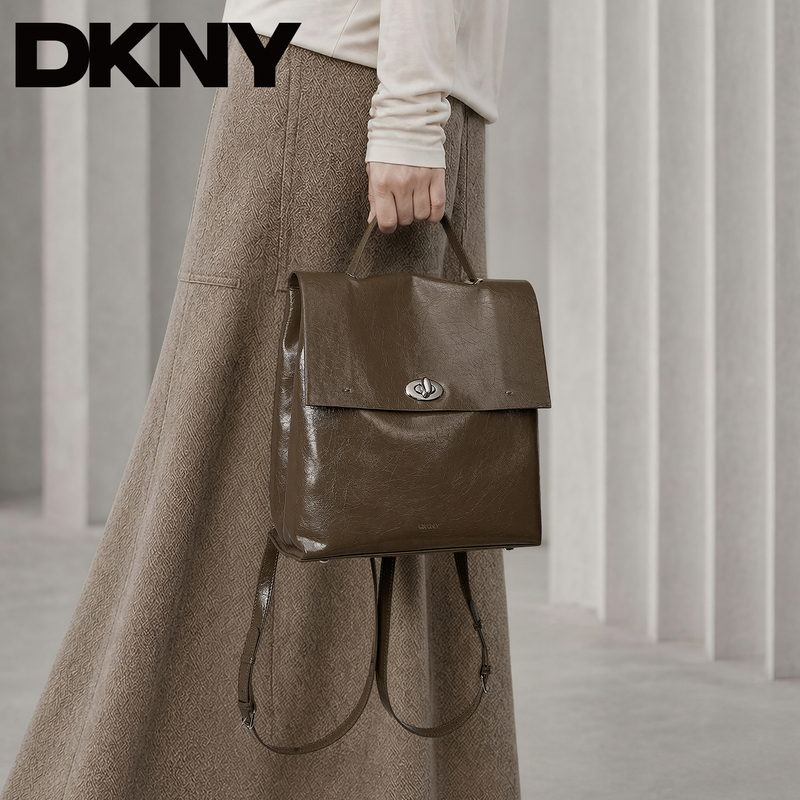 [First-Layer Cowhide] Dkny Tang Ke Naer Women's Backpack, Light Luxury High-End Backpack, Large Capacity Student Bag, School Bag