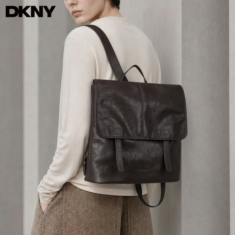 Dkny Tang Ke Naer Leather Flip-Top Backpack, Business Commuter Large-Capacity Computer Bag, High-End Casual Backpack Dkny Tang Ke Naer Leather Flip-Top Backpack, Business Commuter Large-Capacity Computer Bag, High-End Casual Backpack