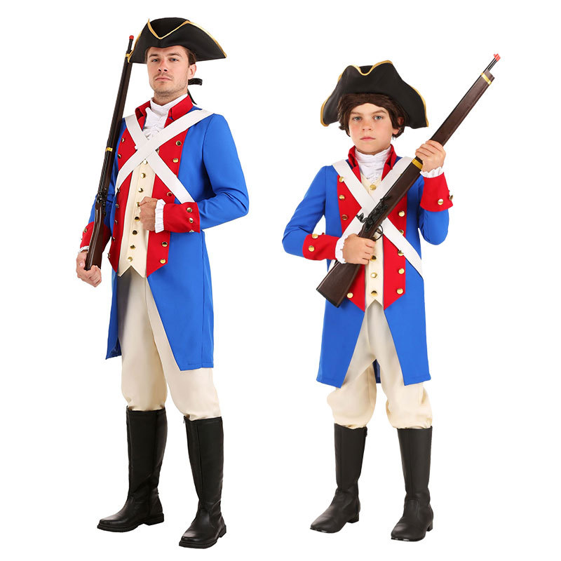 Halloween Children's Day Stage Performance Costumes for Adults and Children, American Revolutionary War Soldiers, Generals, and Officers Costumes