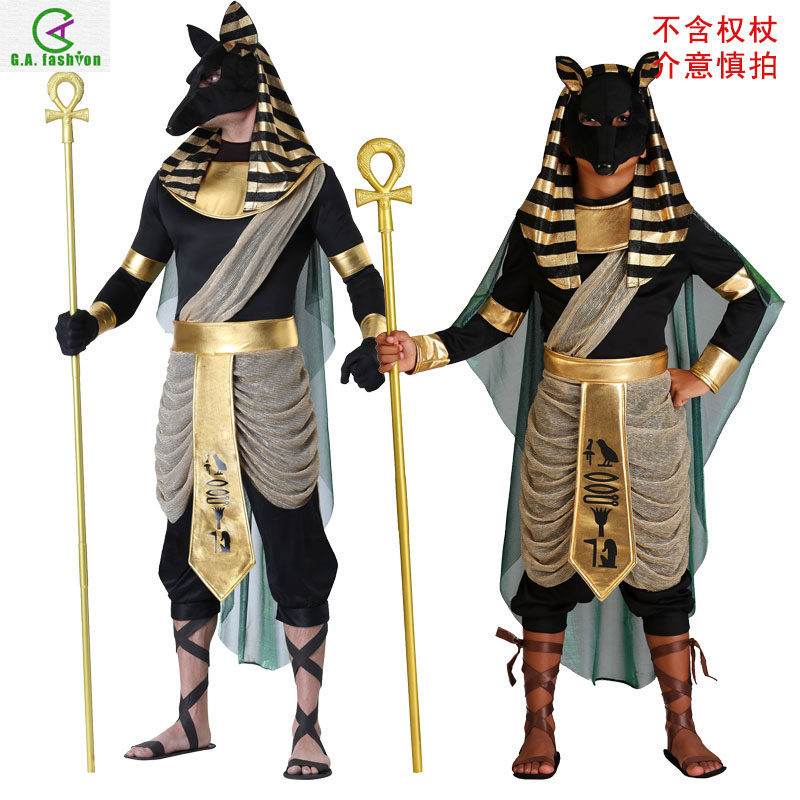萬聖節親子舞臺表演服裝推薦:古埃及死神墳墓守護神胡狼頭COS阿努比斯