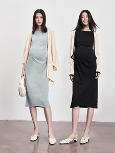 Sellynear Maternity Wear New Summer Dress Fashionable and Elegant Slimming Elastic Ruched Tank Dress
