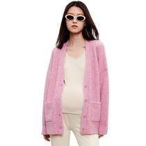 SELLYNEAR maternity cardigan spring coat loose large size French gentle lazy mid-length sweater