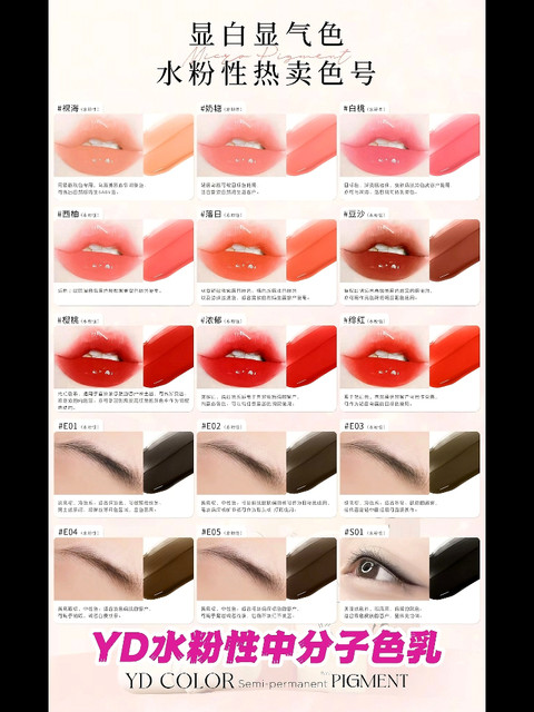 Yd Water-Based Pigment for Lip Tattoo, High Saturation, High Color Rendering, Easy to Apply for Eyebrows, Eyes, and Lips, European Lip Color