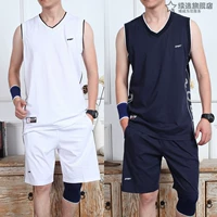 Bộ đồ thể thao mùa hè nam vest cotton rộng rãi Quần short XL không tay thấm mồ hôi quần áo bóng rổ - Áo vest cotton áo ba lỗ trắng