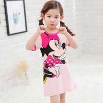 Cartoon Korean version 2 girls pajamas 3 childrens nightskirts 4 girls 5 babies 6 long 7 home clothes 8 years old 9 Summer 10