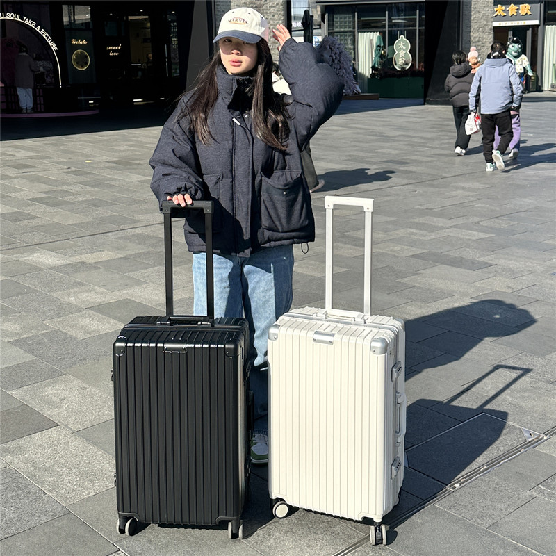 Pc Thickened Aluminum Frame Trolley Suitcase for Female Students, Luggage for Male Students, 20inch Carry-On Suitcase, Sturdy and Durable Travel Suitcase, 26-Inch, 30-Inch