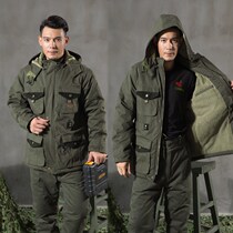 Mens in-suit army coat of arms coat of arms cotton coat winter workwear cotton clothes freezer thickened anti-chill cotton jacket