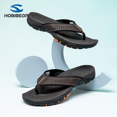 HOBIBEAR men's summer outdoor wear anti-slip and odor-resistant flip-flops with foot straps, outdoor casual beach flip-flops