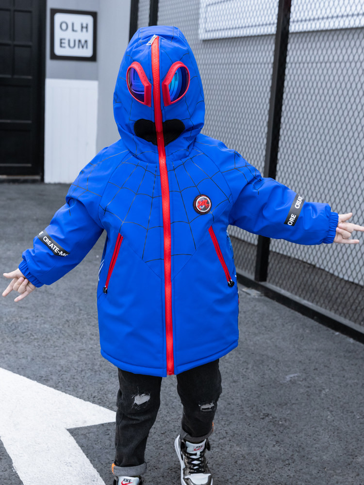 Children's winter hats and glasses, cotton-padded jackets, cotton-padded jackets, boys' plus velvet thickened quilted jackets, cotton-padded jackets