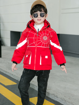 Cotton clothes boy with glasses in childrens winter clothes gapped thickened laminated cotton jacket red subreddish boy cotton padded jacket
