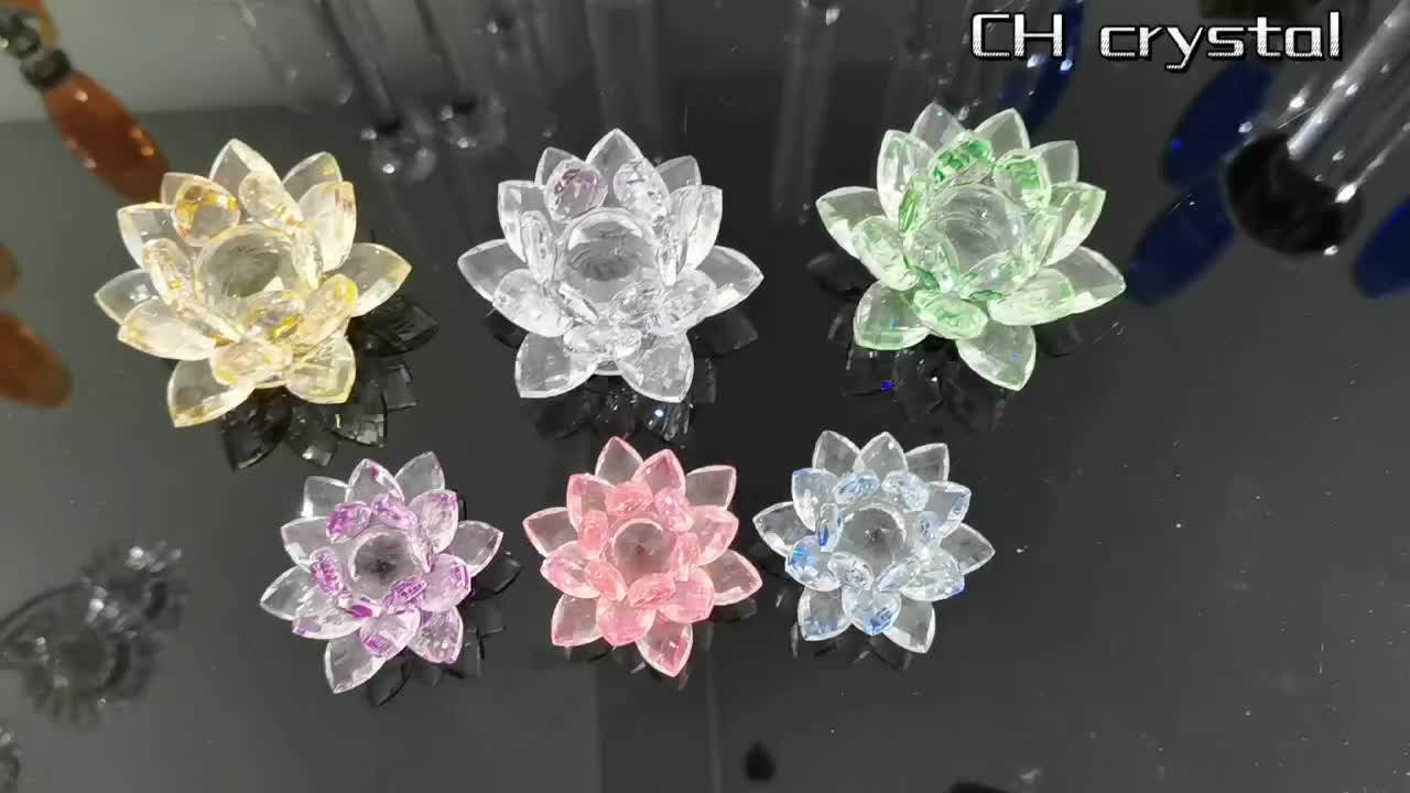 Wholesale Beautiful Design Handmade Crystal Clear Lotus Candle Holders