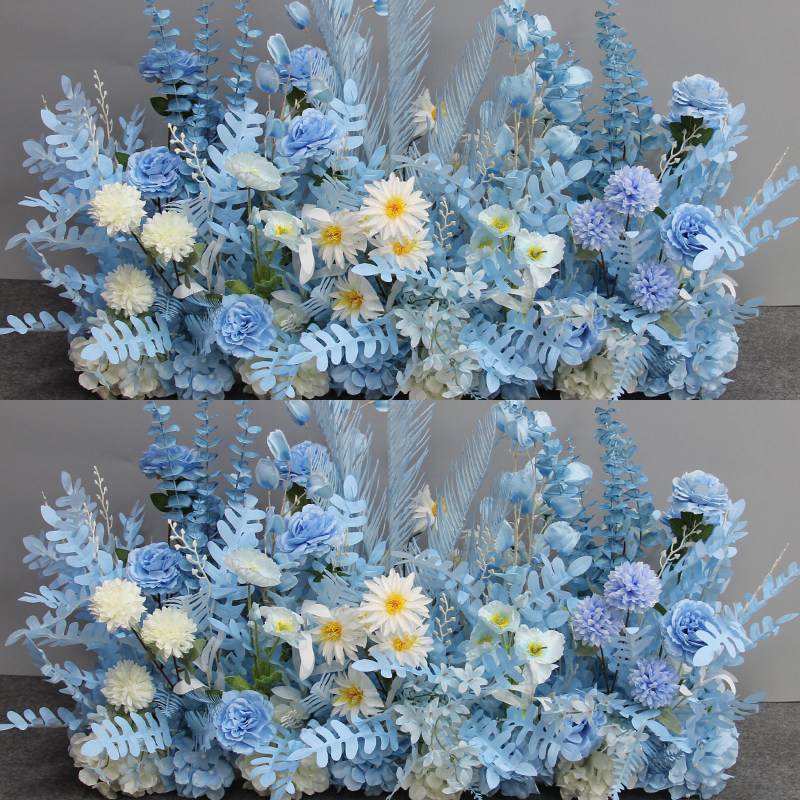 New wedding dress rehearsedate Flower Wedding Arrangement Decoration Flower Platoon Road Leading Flower Wedding Fake Flowers Blue Emulated Flowers-Taobao
