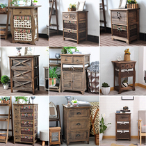 Tide Retro Solid Wood Modern Day Style Bedroom Bunk American Fields Garden Vines With storage lockers Multi-floor living room bucket