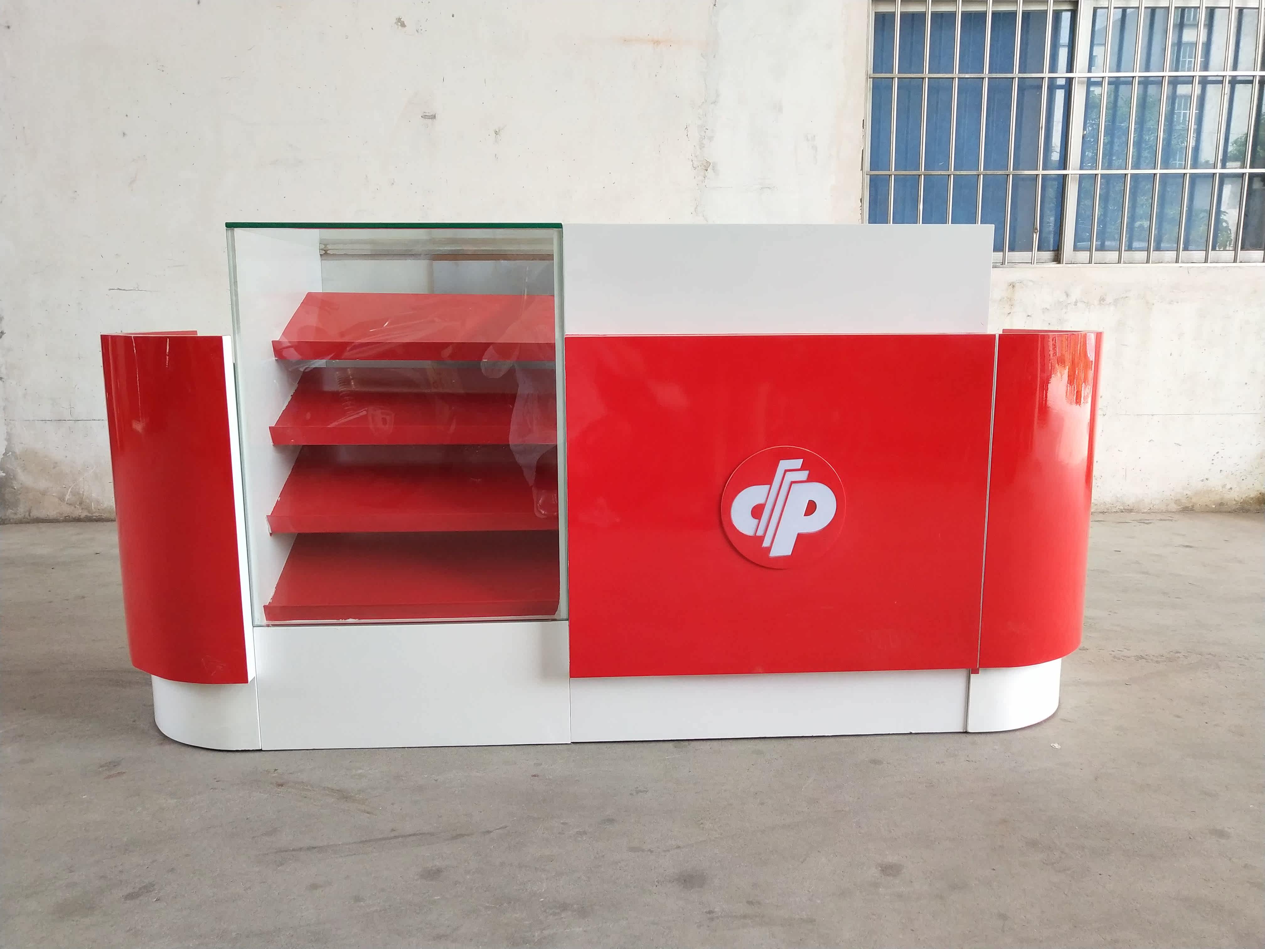 Custom Fottery Sales Cashier Counter Sports Lottery Ford Color Cabinet Height Glass Cabinet