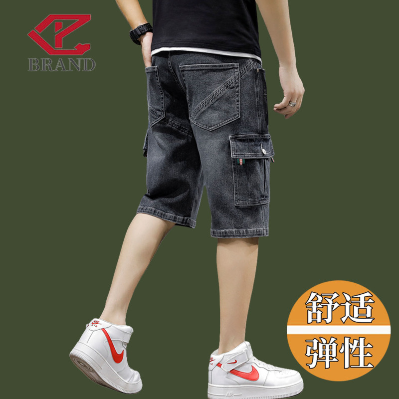 Multi-Pocket 2025 New Men's Summer Denim Shorts, Loose Straight Thin Style, Six-Pocket Mid-Length Pants