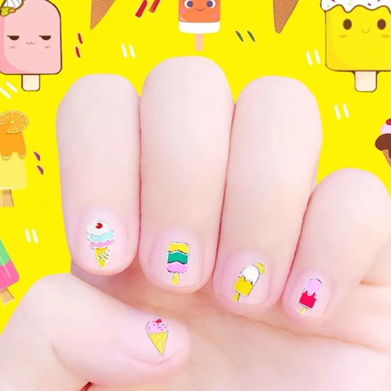 Cartoon cute children's nail stickers non-toxic tasteless girls small 2021 new net red safety waterproof patch decal