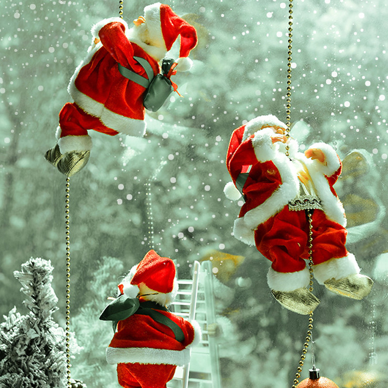 Pearl Climbing Christmas Old Man Toy Climbing Ladder Climbing Lantern Climbing Electric Doll Christmas Gift Children's Set Decoration