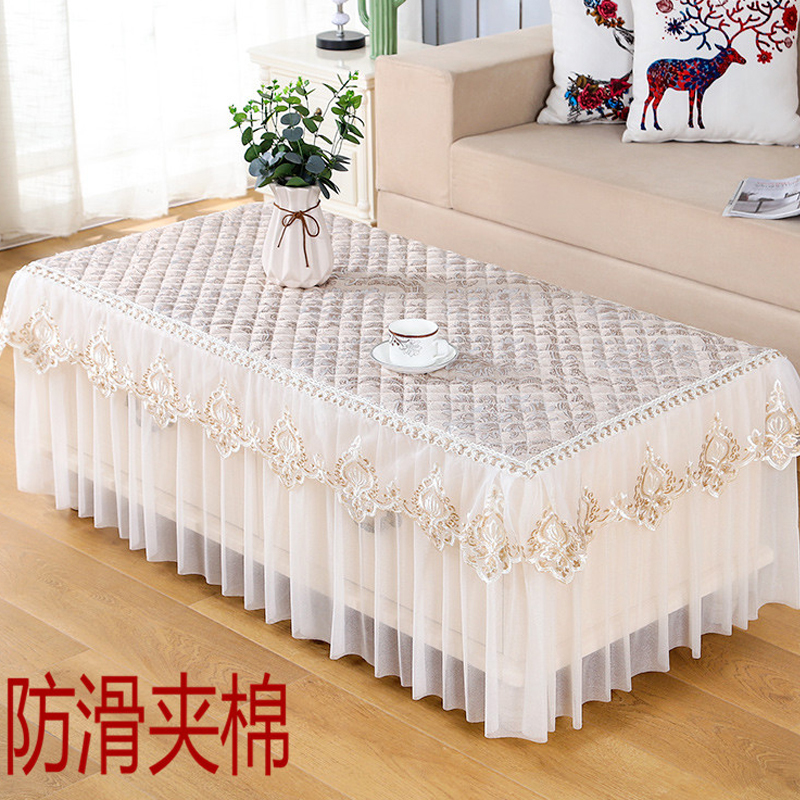 Rectangular wash-free non-slip waterproof oil-proof living room European tea table cloth cover 2021 new light luxury wind advanced feeling