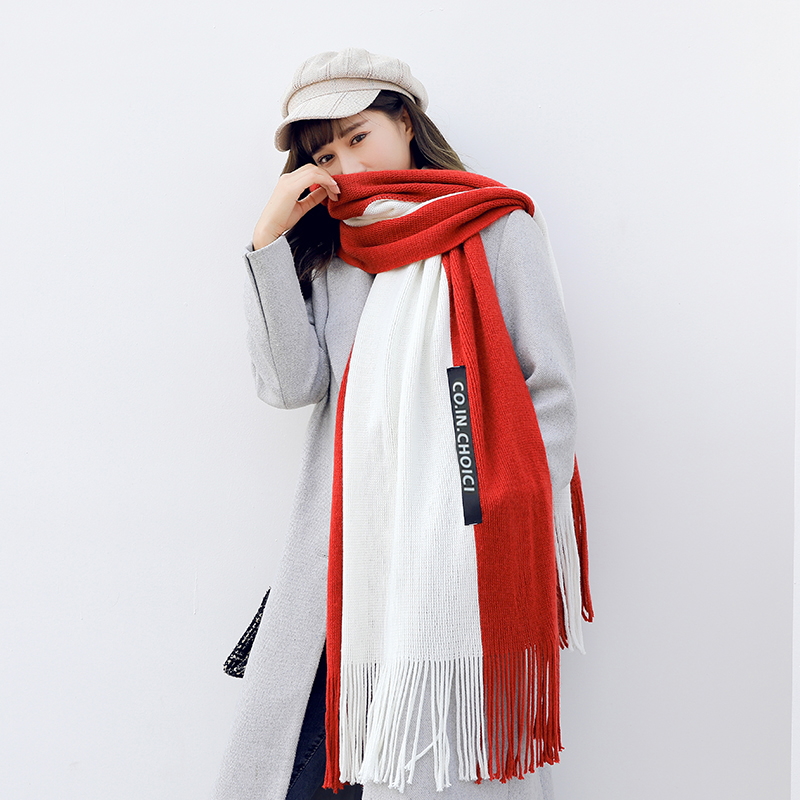 Boys and women Joker thick warm increase scarf winter lovers pair men's scarf 2021 new net red