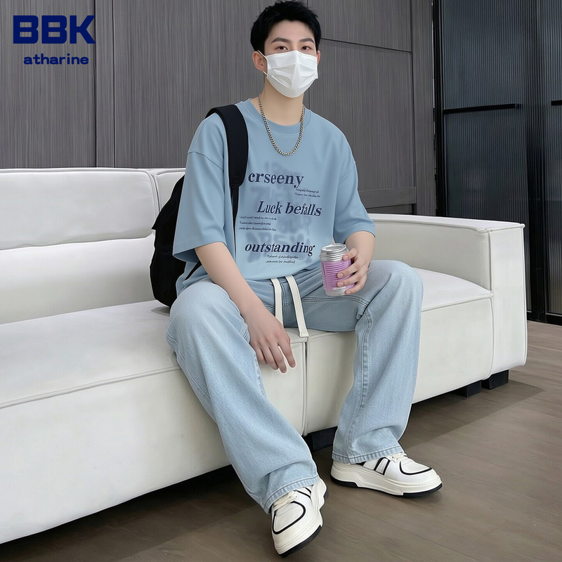 Youth Casual Suit, Boys' Short-Sleeved T-Shirt, Trendy and Stylish Summer Outfit for Middle and High School Students