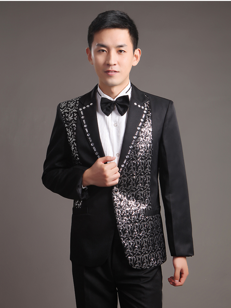 Bộ đồ mới, trang trí, sequin, trang phục hợp xướng sân khấu, trang phục nam, ca sĩ, trang phục chủ nhà bộ vest nam trẻ trung