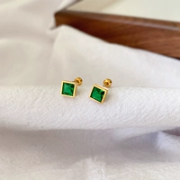 3346 Зеленый бриллиант маленькие серьги клыка