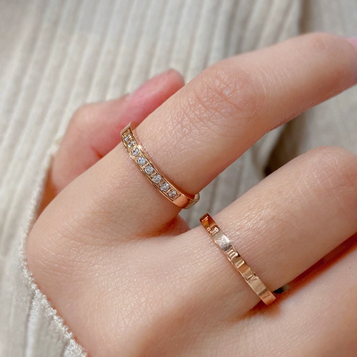 Комплект из нержавеющей стали, золотое брендовое кольцо, 2 шт, не выцветает, на указательный палец, 18 карат, розовое золото, популярно в интернете