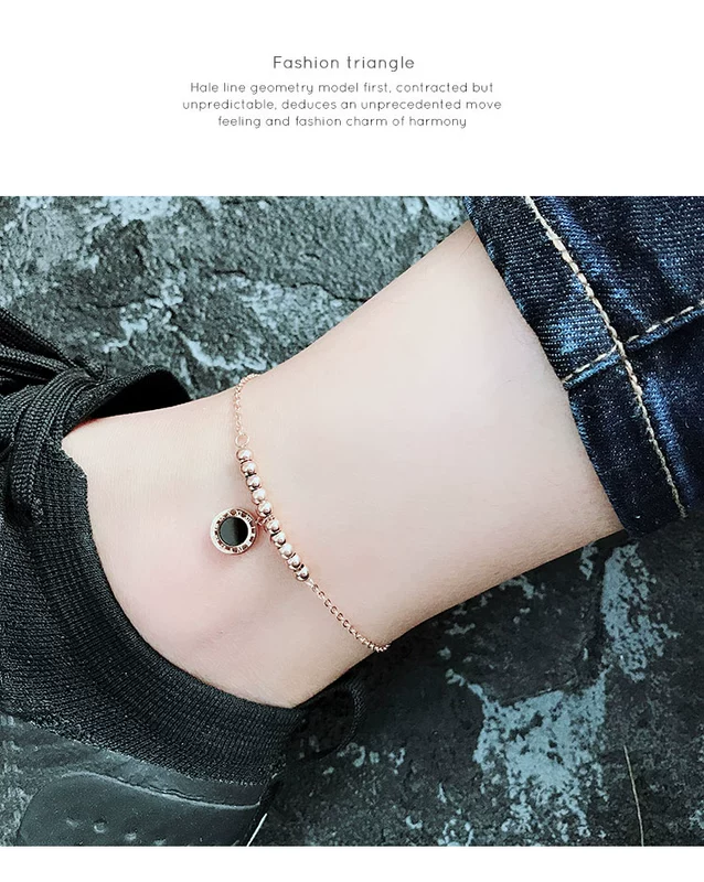 Qi Qi phiên bản Hàn Quốc của túi vàng hồng titan thép vòng chân vàng vòng chân nữ thời trang hoang dã đơn giản cá tính chuỗi chữ mắt cá chân
