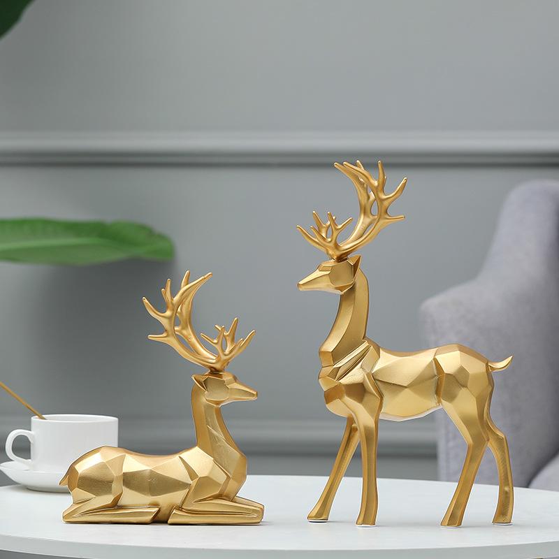 Resin Crafts Modern Minimalist Origami Deer Creative Ornaments Indoor Soft Decoration Home Living Room Desktop Gift Ornaments