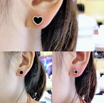 Art Qi Jewelry 18K Gold Black Agate Diamond Earnail Group Inlaid With Ear Nail Minima Fashion Womens Diamond Earnail