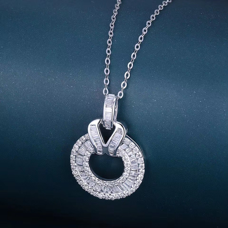 Art Qi Jewelry White 18K Gold Fashion T Square Diamond Pendant Diamond Necklace Custom Drill Ring Female Ring