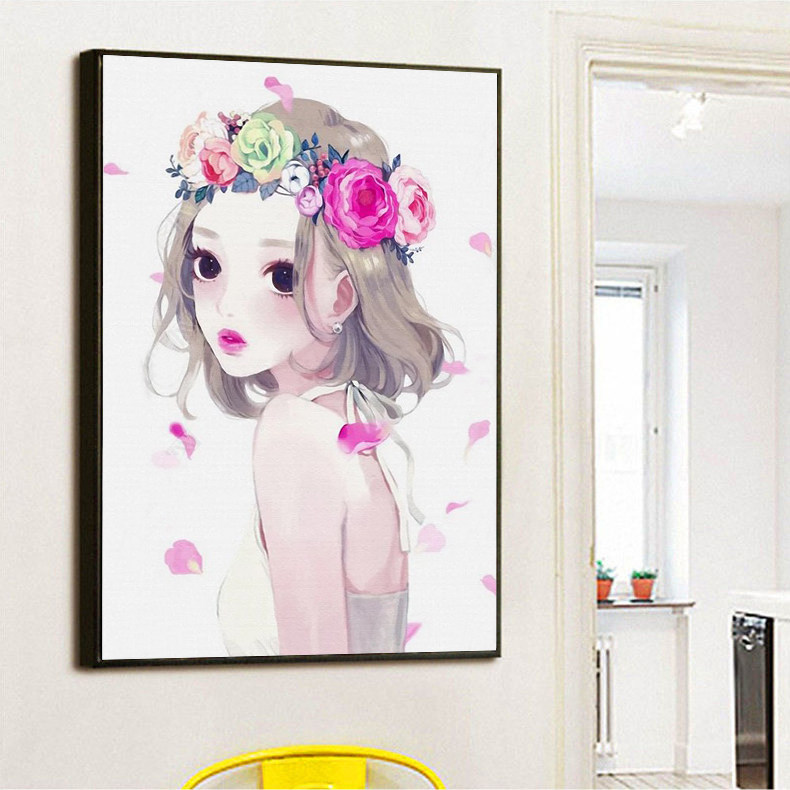 Diamond New Full Drill Katong Beauty Children Maiden 5D Diamond Diamond Painting Full Drill Bedroom Diamond Embroidered Magic Square Round Drill