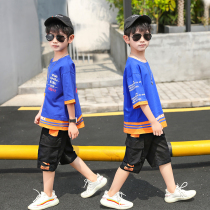 Boys summer clothes 2021 new wave childrens clothing short sleeve suit Summer handsome Childrens sports Two sets of foreign air