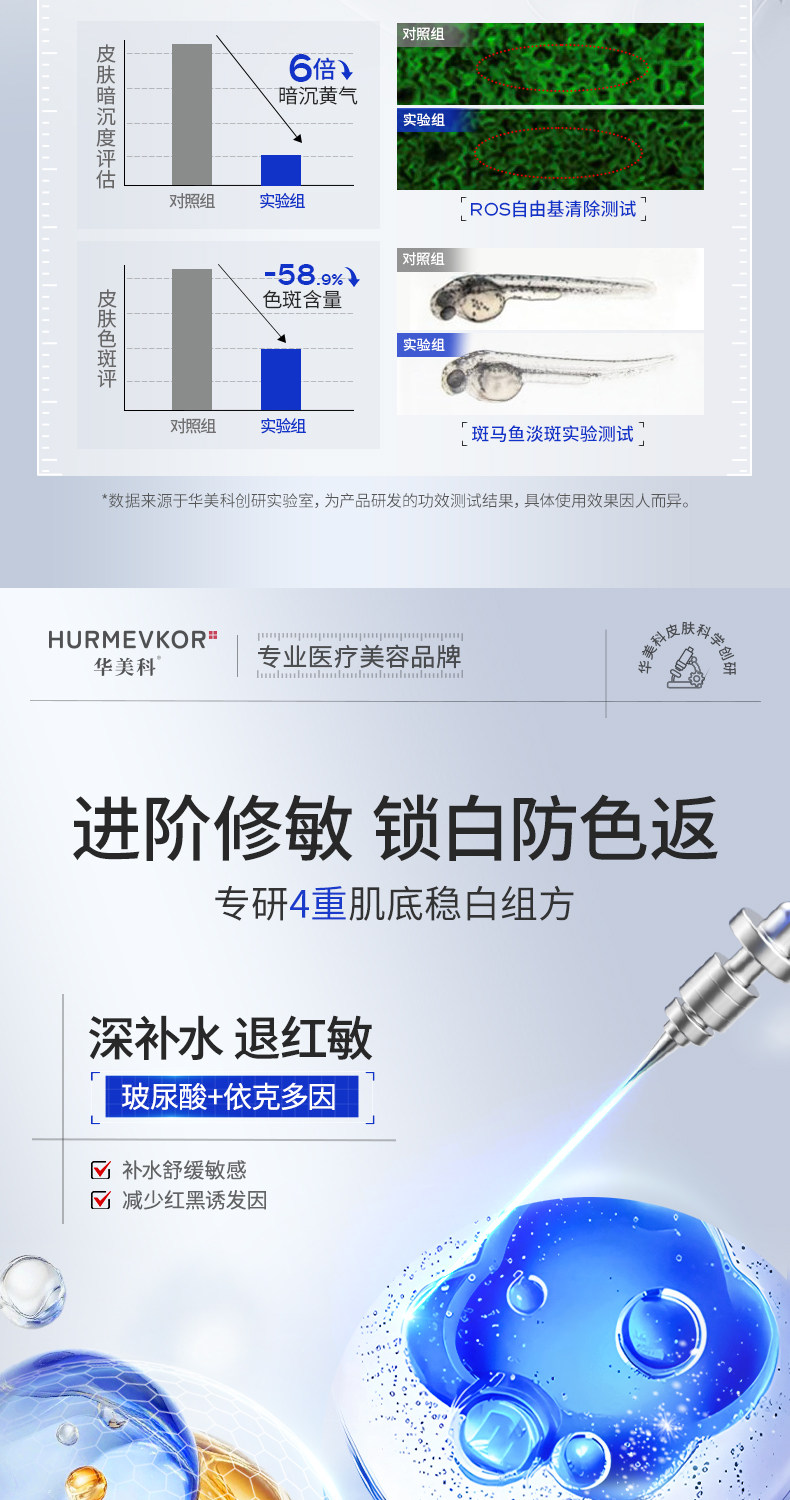 【中国直邮】 华美科 传明酸面膜 氨甲环酸精华液 去黄褐斑分解黑色素淡化色斑 10片/盒*3盒