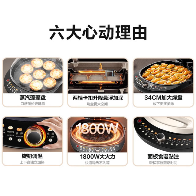 Supor Electric Griddle for Home Use, Double-Sided Heating Pancake and Crepe Maker, New Model, Deepened and Enlarged, Official Flagship Store Genuine Product