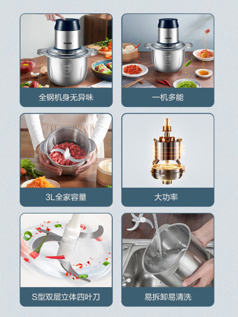 Supor Electric Meat Grinder for Home Use, Small, Fully Automatic, Multifunctional, Meat Mincer, Food Processor, Large Capacity