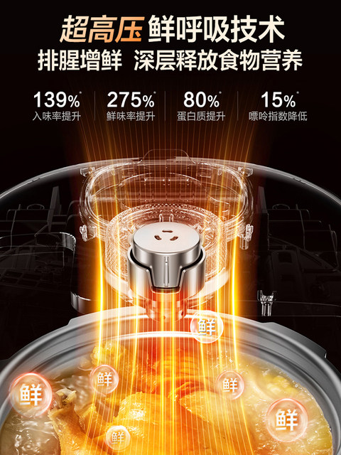 Supor's New Electric Pressure Cooker 5L Ultra-High Pressure Household Ih Heating 0 Fluoride 0 Coating Titanium Ceramic Pot Pressure Cooker Genuine Product