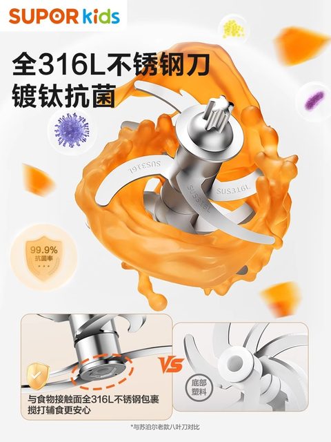 Supor Multi-Functional Baby Food Processor for Different Age Groups, Small Food Processor for Infants, Multi-Purpose Blender and Food Chopper