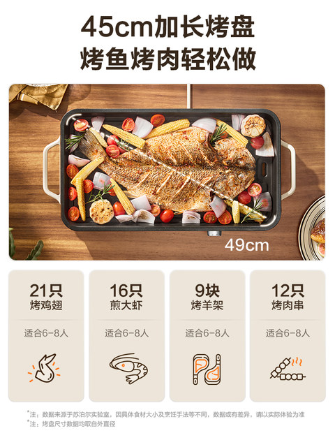 Supor Electric Grill Pan for Home Use, Non-Stick Electric Barbecue Grill, Kebab Machine, Indoor Low-Smoke Electric Grill Pot for Family Use