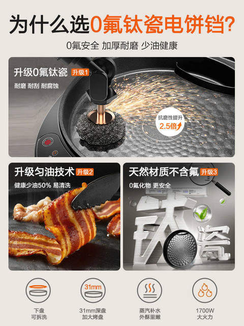 Supor Electric Griddle for Home Use, Double-Sided Heating, Multifunctional, Deepened and Enlarged, All-In-One Pancake Maker, Detachable and Washable, New Model