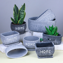 Cement flowerpot Nordic style simple creative fleshy green plant pot small with hole tray bonsai flower pot