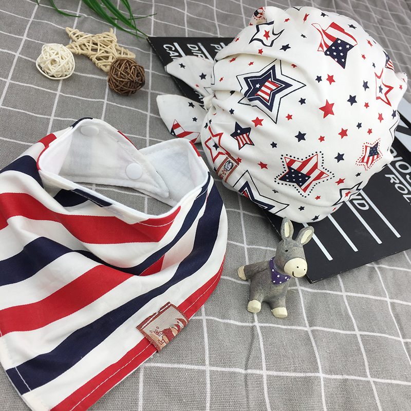 Children's spring and summer cotton tide Korean version baby hat Male and female baby pirate hat Knotted hat Cotton ear protection bandana cap