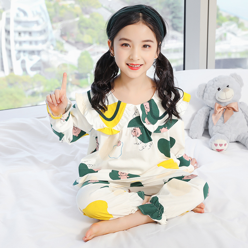 Girls pajamas spring and autumn pure cotton children's pajamas thin section summer baby pajamas children's pajamas pajamas home clothes summer clothes