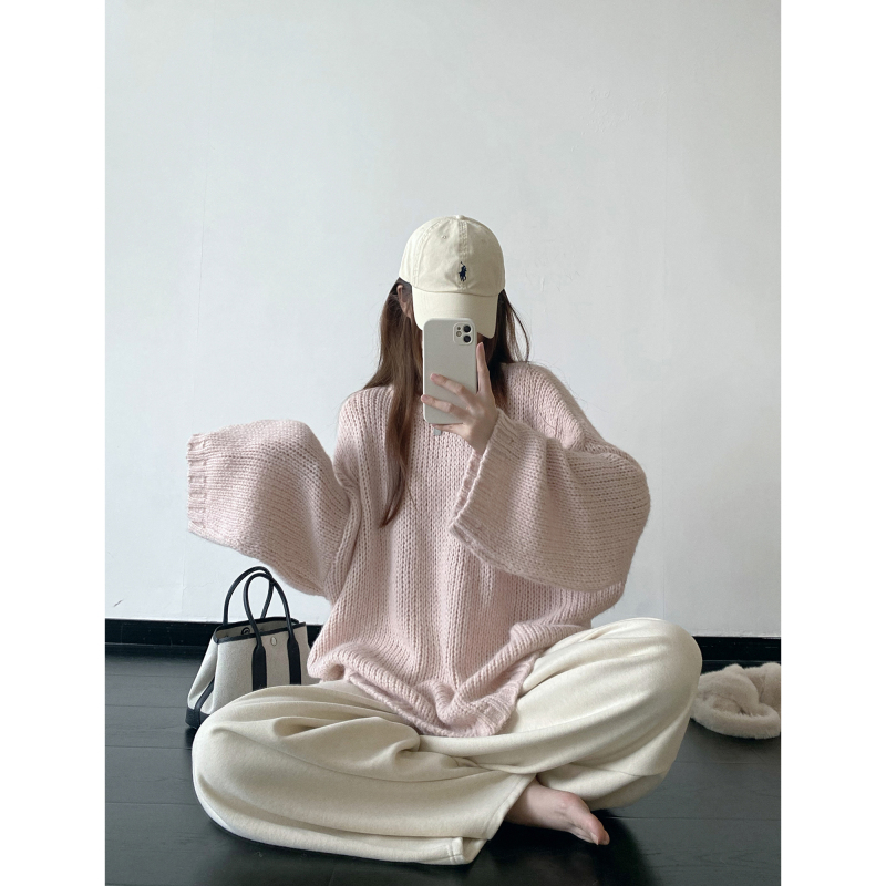 Sunyou Soy Milk Cake & Light Relaxation Soft and Fluffy Sheep Wool Curly Collar Loose Large Cuff Sweater