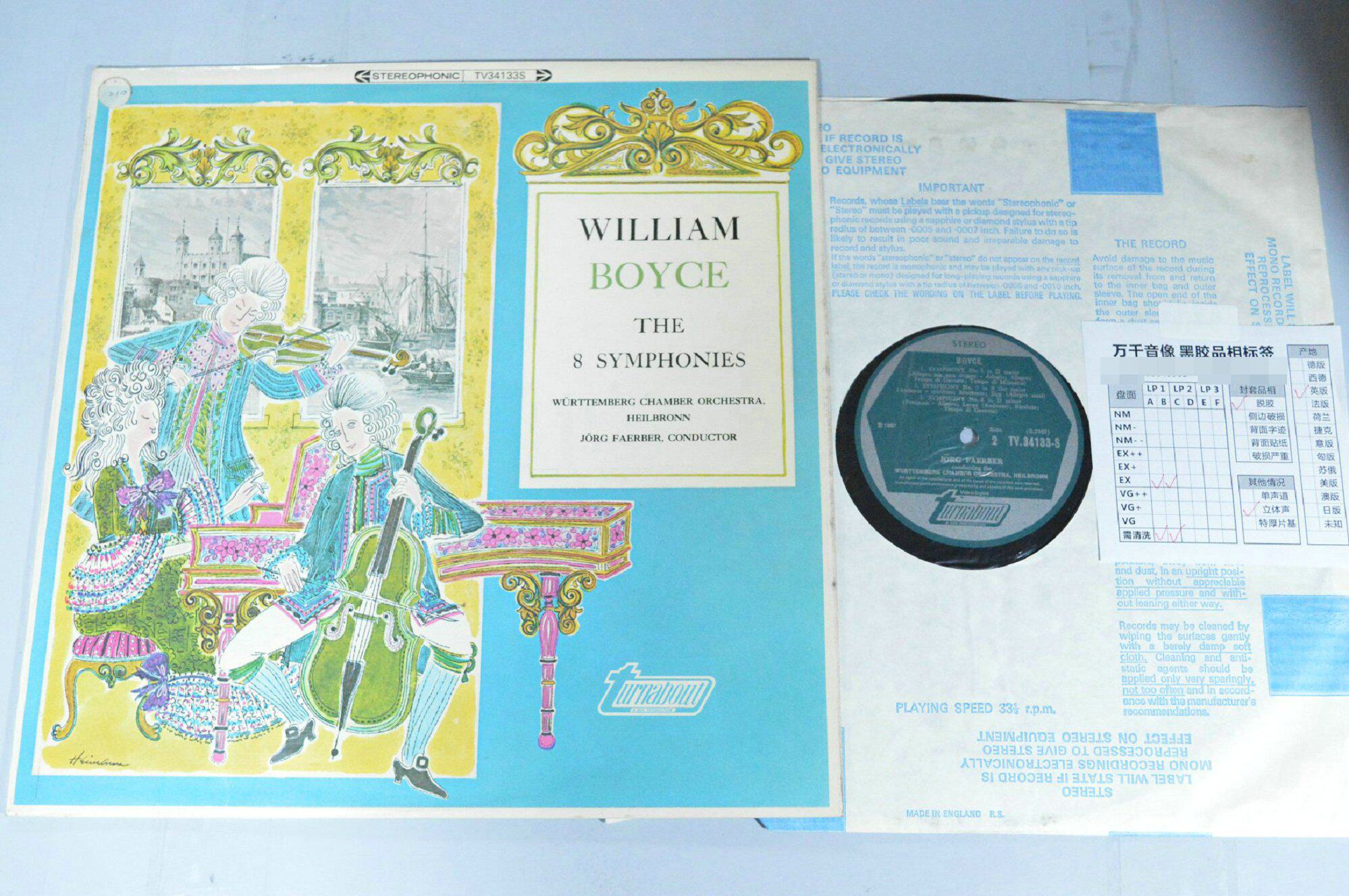 William Boyce Eight Symphonies Collection Faerber William Boyce Vinyl LP