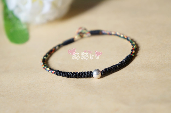 DIY dệt vòng tay chín lần nút kim cương 990 sterling bạc chuyển hạt dây tay tay và chuỗi chân vật liệu gói để gửi - Vòng chân vòng chân cá chép nữ