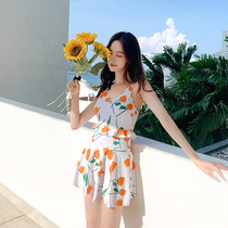 Swimsuit womens one-piece belly thin conservative skirt flat corner sexy gathering hipster seaside hot spring 2021 New