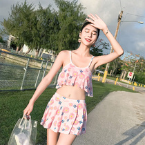 Swimsuit woman 23 pieces of set split flat angle display slim and small breasts gather bikini Korean student bubble spa swimsuit